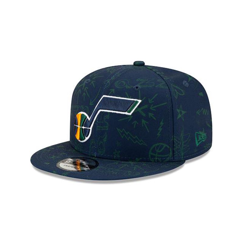 NBA Utah Jazz Doodle 9Fifty Snapback (FKY8681) - Blue New Era Caps